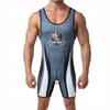 Maillot de Lucha de Compresión para Hombre Traje de Levantamiento de Pesas Bodysuit Atlético de Secado Rápido Entrenamiento Competición