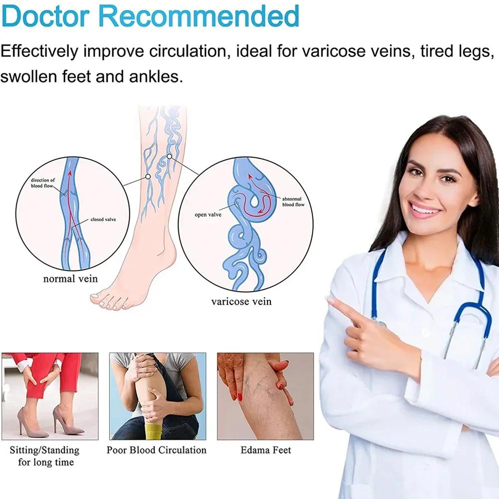 Oberschenkelhohe Kompressionsstrümpfe 20-30 mmHg Zehenfrei Für Damen Herren Krampfadern Ödeme Flugsocken