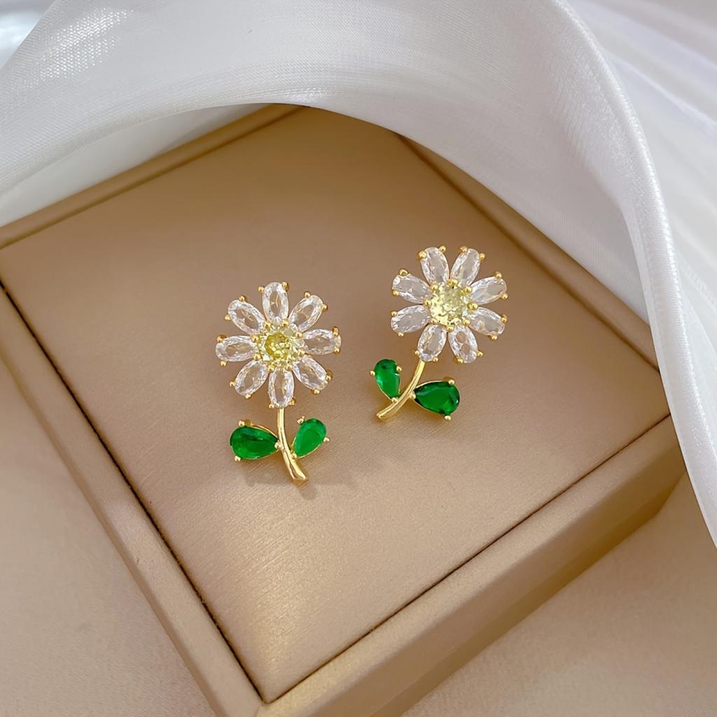 1pc/2pcs Exquisite And Stylish Sunflower Pendant Earrings And Necklace, Perfect As A Gift For Birthdays Or Any Special Occasion