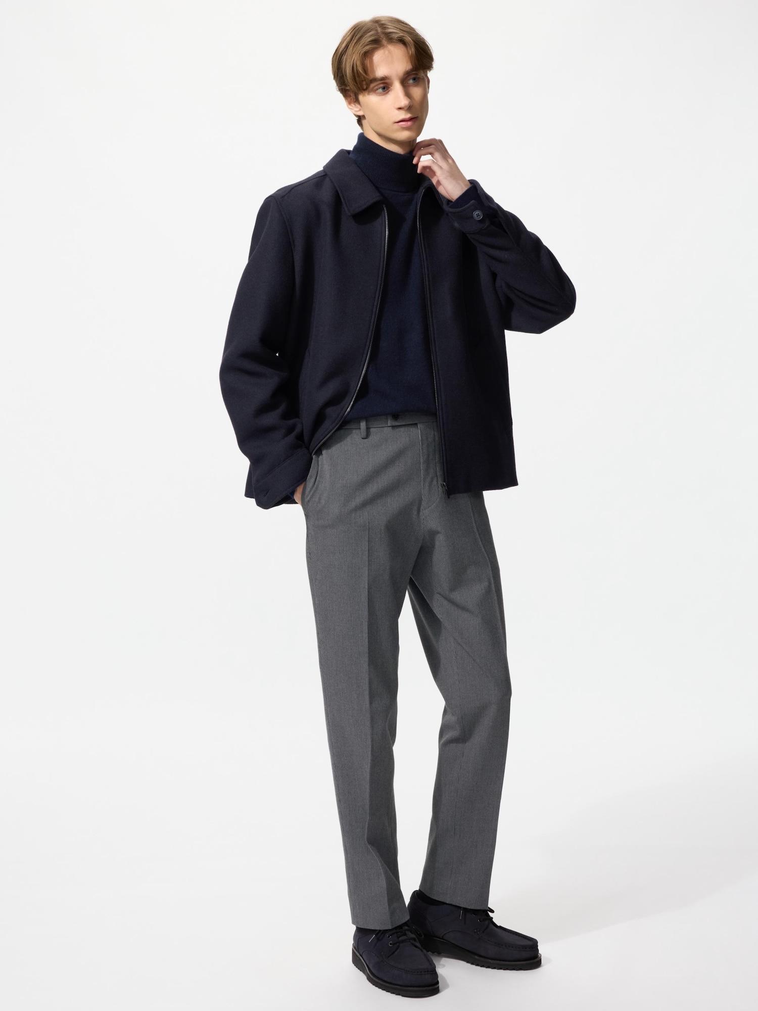 

Uniqlo Теплые умные брюки «гусиная лапка» короткой длины 07 GRAY/105