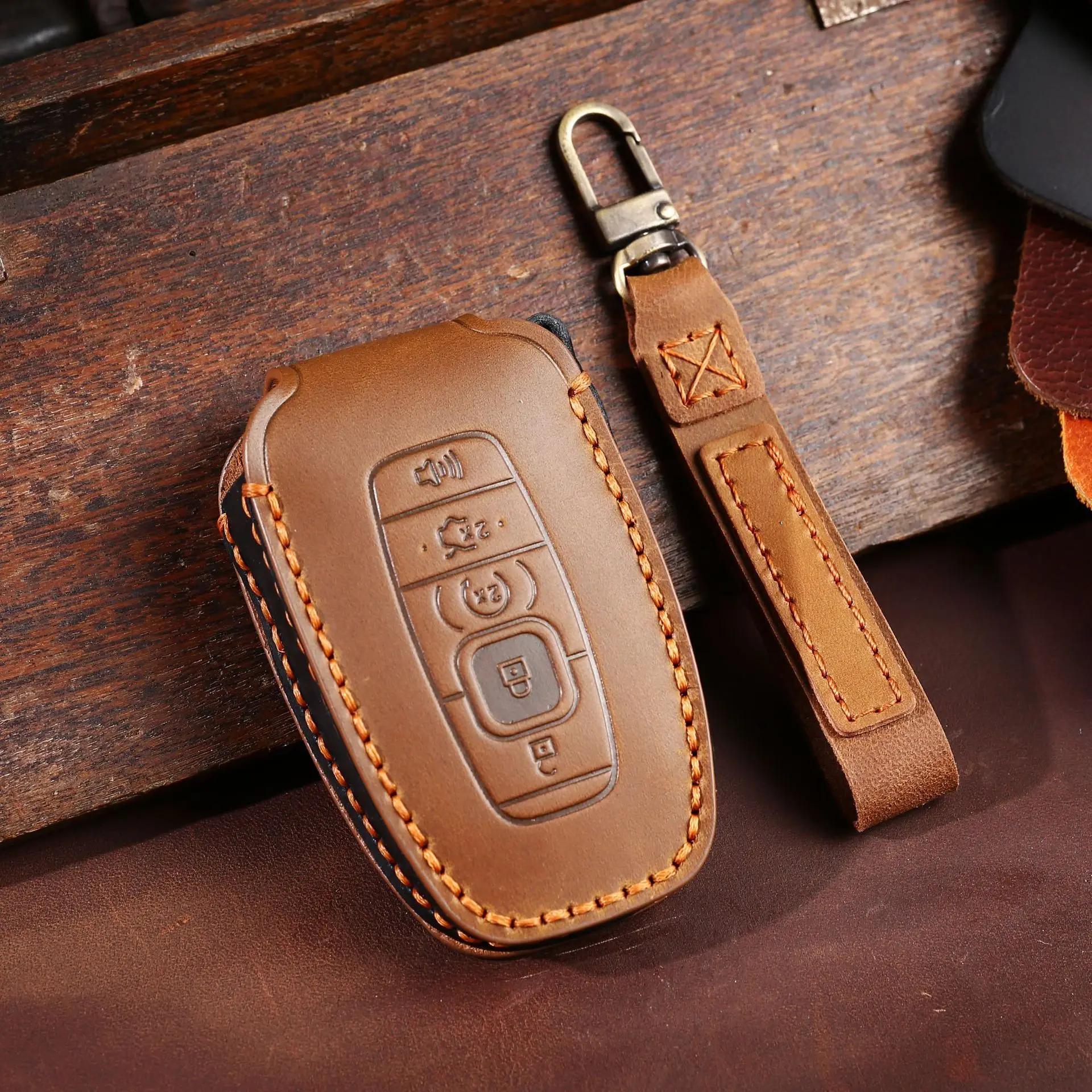 

Leather Car Key Cover Keychain Holder Case Protector for Lincoln Continental MKC MKZ MKX Navigator Nautilus 2017-2020