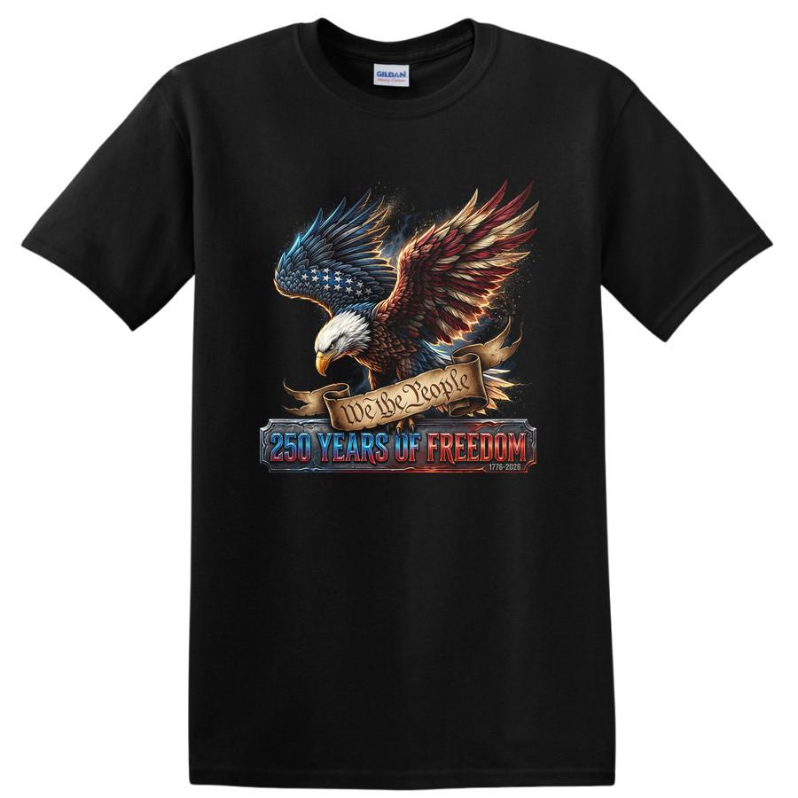 250 Years of Freedom Eagle T Shirt We the People Patriotic Tee 1776-2026 S