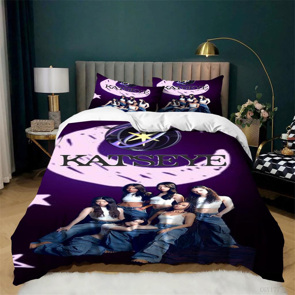3-Pcs Katseye All-Season Bedding Set Soft Breathable Duvet Cover Set Lightweight 3D Graphic K-Pop Quilt Cover for Girls