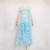Elegante Completo Estate 2024 con Top a Scollo Quadrato e Gonna Lunga a Strati per Donna