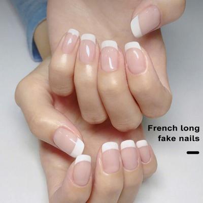 24Pcs Press On Nails with Glue Square Short Glossy Nail Extension Full Cover Women Girls Natural Naked Fake Nails Salon Home Use
