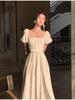 Robe de princesse à manches courtes pour femmes, tenue de soirée Vintage française, blanche, ajourée, à la mode, vêtements féminins, nouvelle collection été 2023