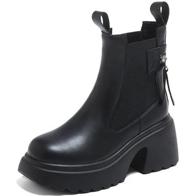 Fashion Ankle Boots for Women 2024 Autumn and Winter New Style Thick Sole Retro Thick Heel Versatile Chelsea Boots Casual Short Boots