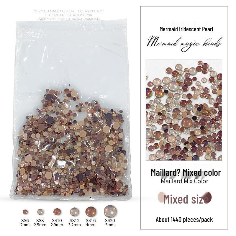 Mermaid Candy Color Bubble Beads: Iridescent Flat Back Nail Art Rhinestones