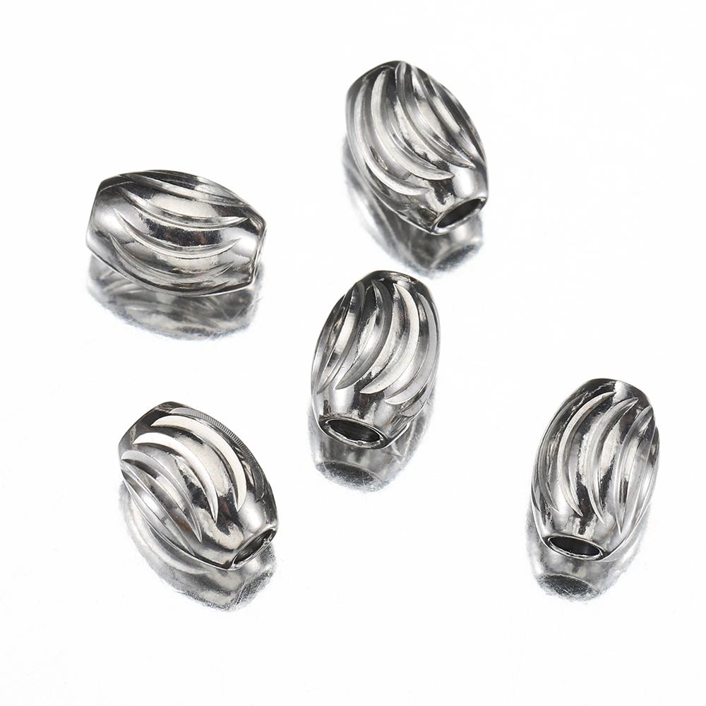 20pcs Stainless Steel Gold Color Oval Cylinder Water Wave Spacer Loose Bead for Bracelets Necklace Beads Jewelry Making DIY