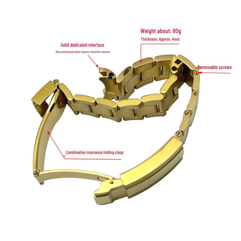 Roestvrij Staal Gebogen Eind Horlogeband, Past op Rolex Submariner Drie-Schakel Serie, 20mm, met Veiligheidssluiting.