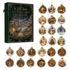 Interactive Holiday Countdown Christmas Advent Calendar, 24 Day Box with Tabletop Decor 2D Acrylic Round Ornaments, Festive Tree Hanging Decorative