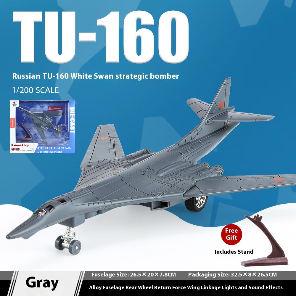 1/200 Scale TU-160 Long Range Strategic Bomber Model with Display Base Collection Ornaments Military Fan Gift Halloween Toys