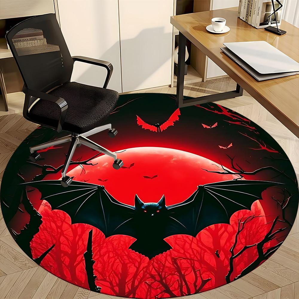 1pc Moonlight Bats Office Round Area Rug, Under Office Chairs Bedroom Living Room Home Decor, Room Deco, Available In Various Sizes