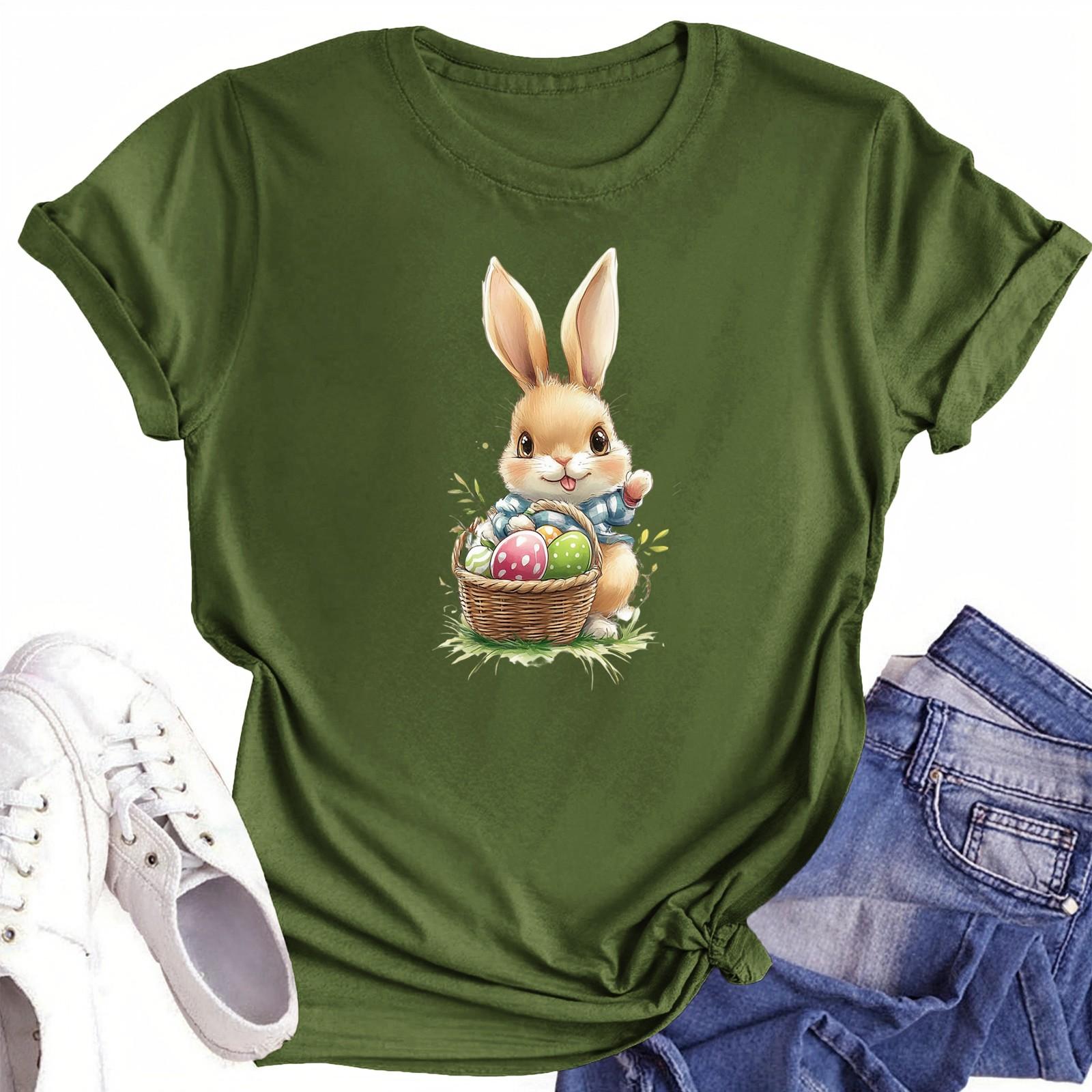 

Женская повседневная футболка с круглым вырезом и короткими рукавами с принтом L армия зеленый