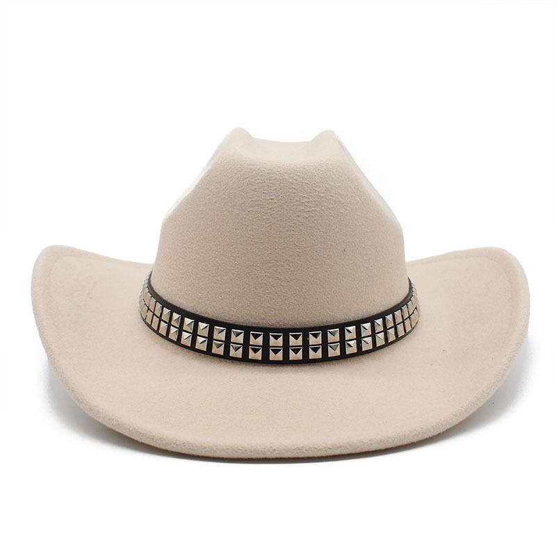 New Artificial Wool Women's Men's Western Cowboy Hat Vintage Gentleman Felt Fedoras Hats Cowgirl Church Jazz Cap Sombrero Hombre