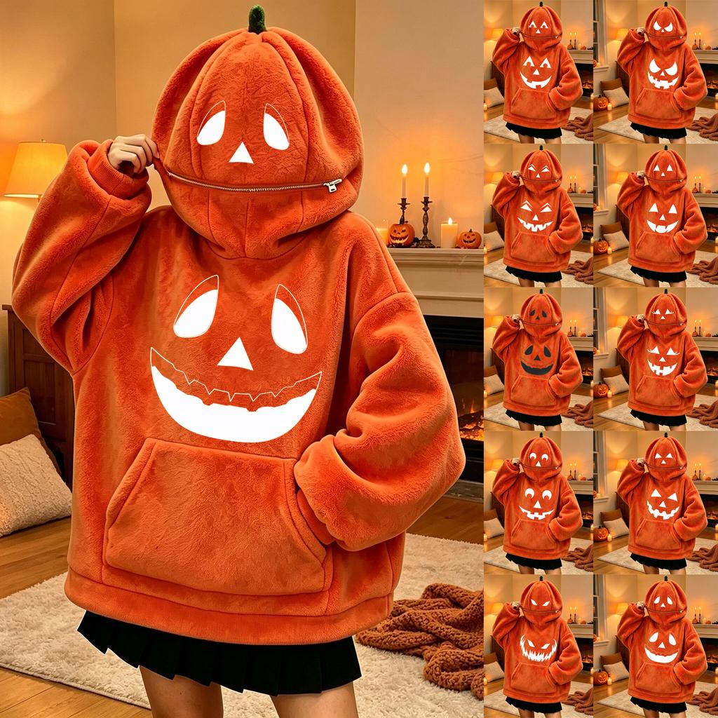 Men's and Women's Matching Halloween Pumpkin-Headed Vintage Sweatshirt