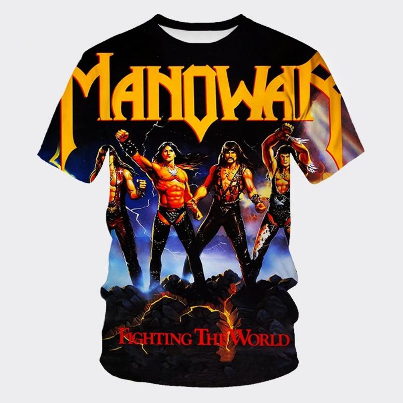MANOWAR Rock Hip-hop Band 3D Print Sports Quick-dry Breathable Men T-shirt Street Casual Fashion Short-sleeve Clothing Summer