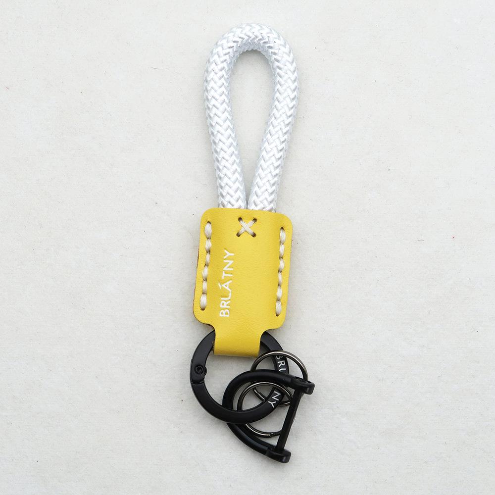 Hand-Woven Cowhide Leather Keychain Pendant with Logo Embossing - High-Quality Anti-Lost Car Lanyard
