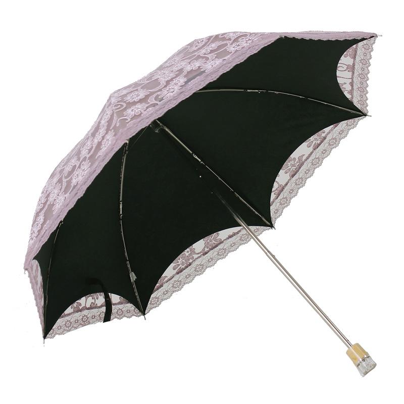 Aurora H3206 Dentelle Noir Parapluie Pare-Soleil UV Pliable