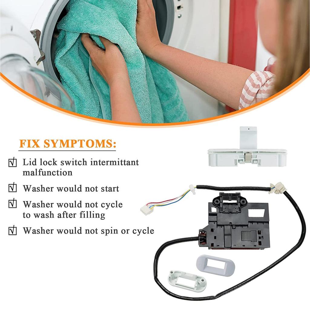 Waschmaschinen Deckelverriegelungsschalter Baugruppe Deckelverriegelungsbolzen Waschmaschinenersatzteil Geräte Zubehör W10240513 W10238287 W10404050