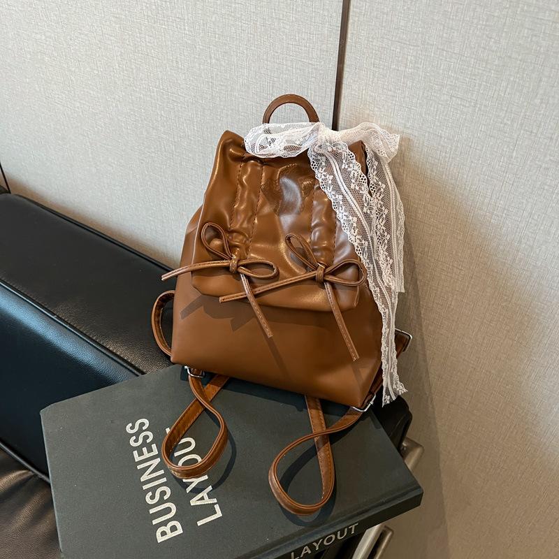 

Нишевая сумка-рюкзак в стиле балета, женская, 2025, новая модная сумочка, высококлассная, универсальный повседневный маленький рюкзак коричневый