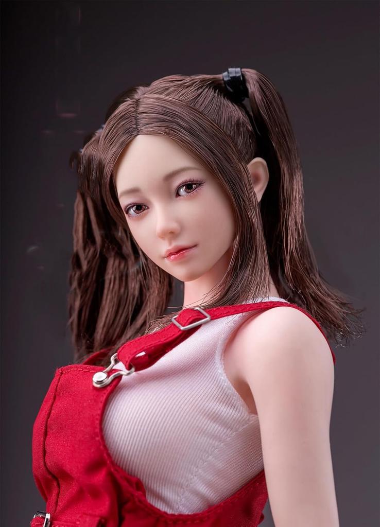 1/6 Scale Female Head Sculpt Beauty Girl Mandy Rooted Hair Head Carving 12 Inch Female PH TBL JO Action Figure Body (Brown Pig Tail)