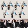7pcs Cartoon Keychain with Lightstick Charm, Bangtan Boys Black Formal Figure Keyring, Kpop ARMY Fans Bag Pendant