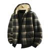 Winter Lamb Wool Fashion Men's Casual Hooded Checkered Shirt Jacket Men's Style Can Be Paired with Pants