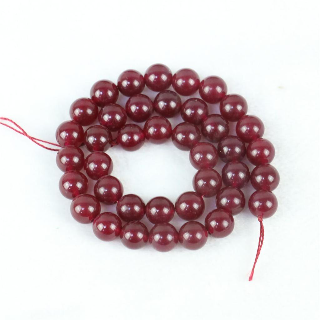 10mm Round Red Jades Chalcedony Loose Beads Natural Stone Women Girls DIY Jaspers Accessories Part for Jewelry Making Design