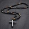 Obsidian Tiger Eye Hematite Cross Beaded Necklace For Men Fashion Accessory