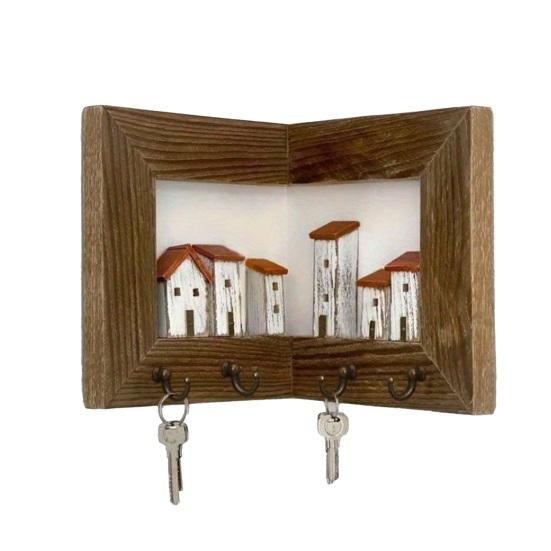 

Wall Hooks Natural Wood Grain Hook with House Decoration Minimalist Style Organizer for Coats Bags Keys Towels B