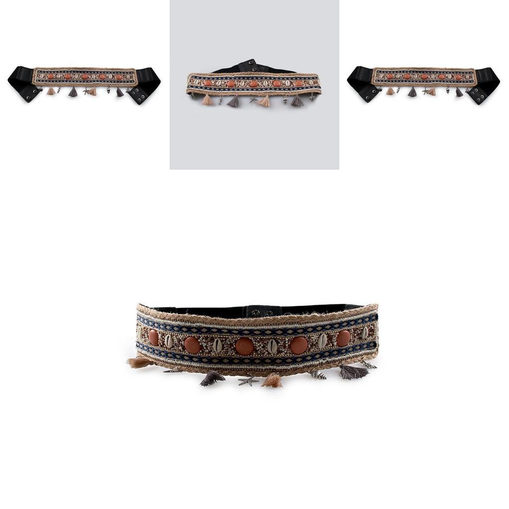 Summer Womens Belt With Faux Leather Material And Embroidery Design
