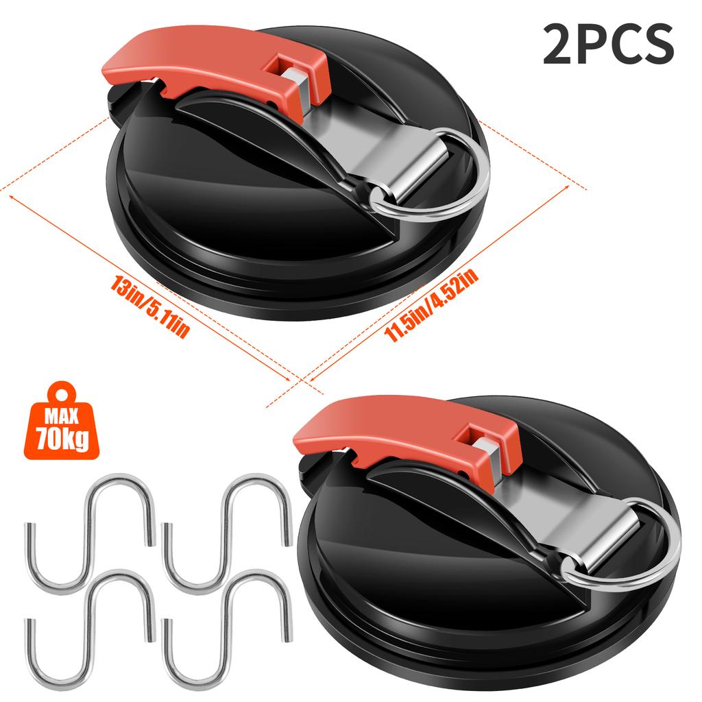 2/4Pcs Suction Cup Hooks Strong Vacuum Car Side Tarp Suction Cup with 4/8 Hooks Durable Camping Bathroom Suction Cup Maximum