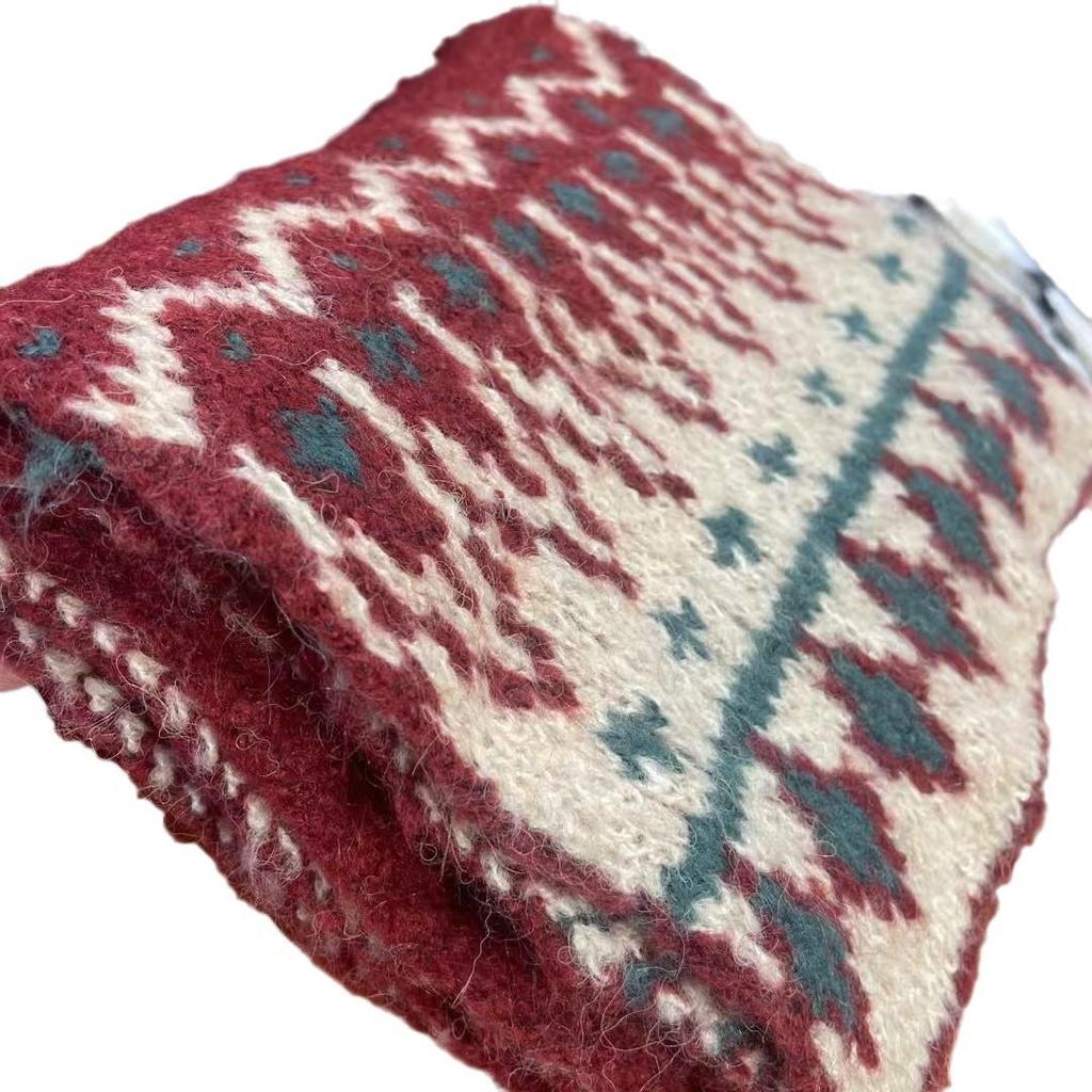 2024 Women's Red Wool Blend Scarf - Warm, Versatile, Christmas Winter Accessory