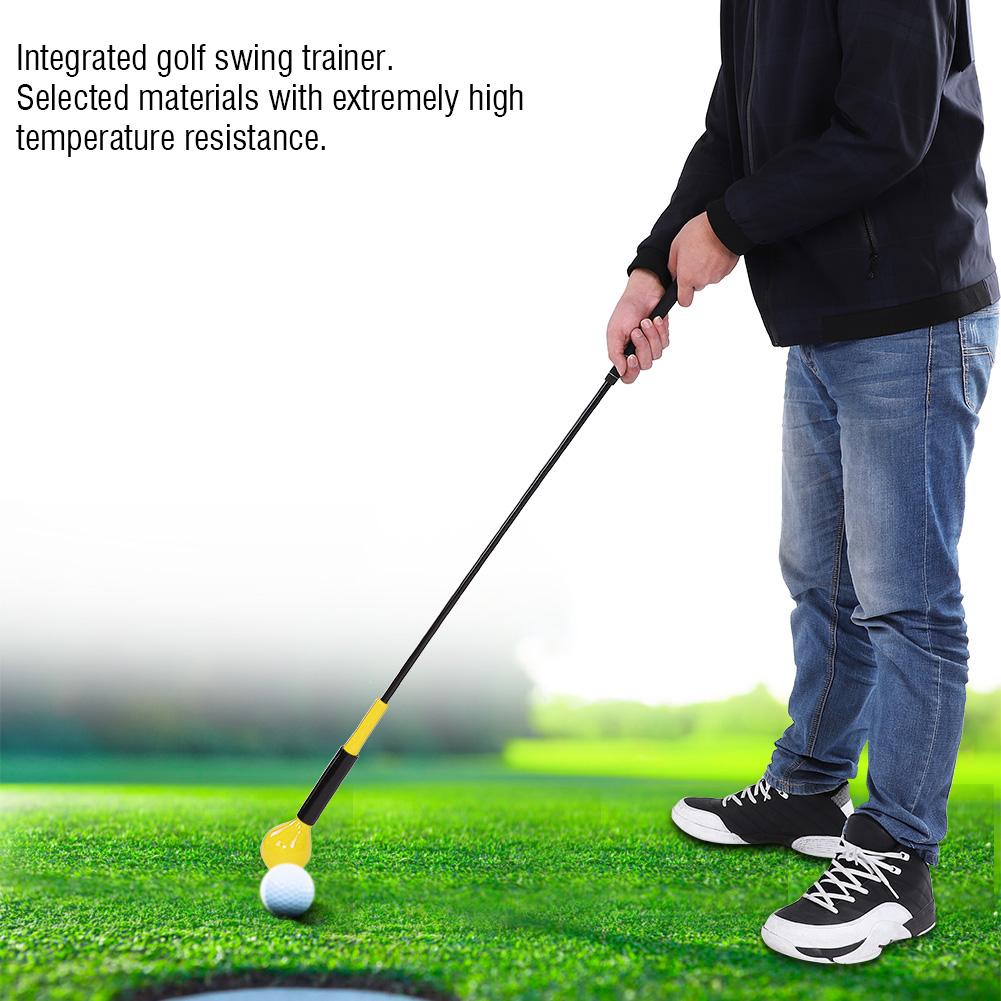 Golf Swing Trainer Indoor Practice Power Strength Tempo Training Aid Club (Yellow)