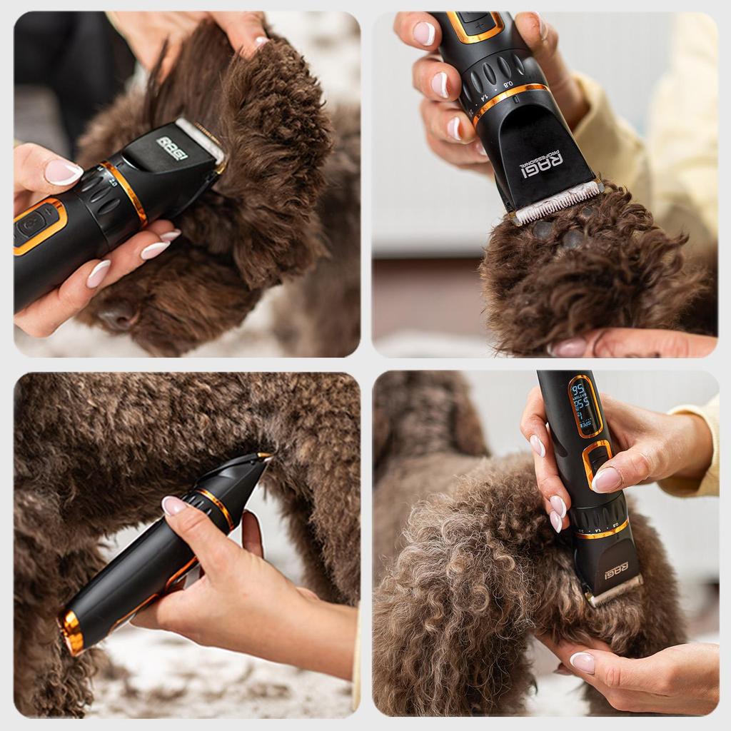 Electric Dog Clipper, Professional Grooming Kit, Pets Hair Trimmers, 3-Speed, Wireless, LED Display