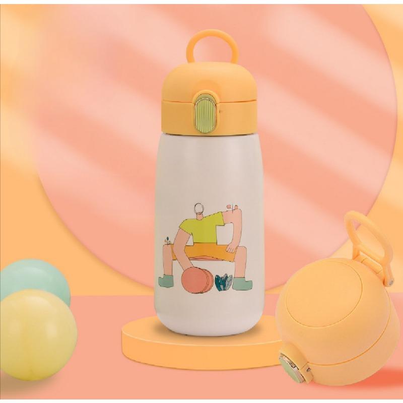 Smart Pot-bellied Mug 316 Stainless Steel Thermos Cup Touch Temperature Cartoon Water Cup Portable Children's Water Cup