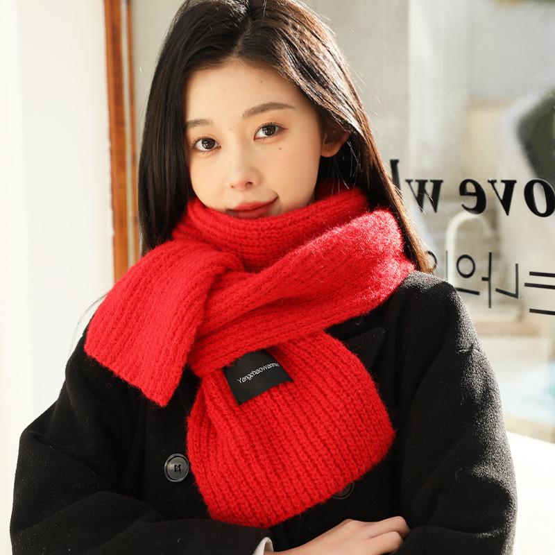 

New solid color wool blended knitted scarf women s autumn and winter versatile warm senior sense student scarf shawl 165*20 білий
