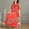 Dimanaf Vestido de Verano Talla Grande Mujer Casual Vintage Vestido Largo Estampado Floral Suelto Tipo Camisero Maxi