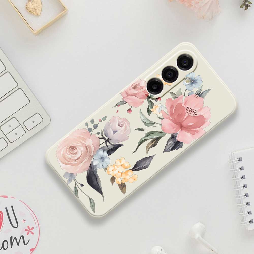 For Samsung Galaxy A17 5G Case Big Flowers Pattern Printing Straight Edge TPU Phone Back Cover