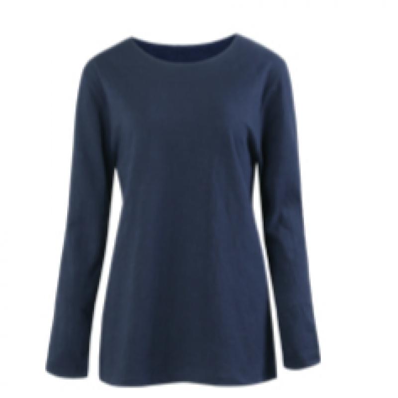 Shop   Women Simple Slab Round Neck Long Sleeve T shirT Dai Wsh 1001 whiTe