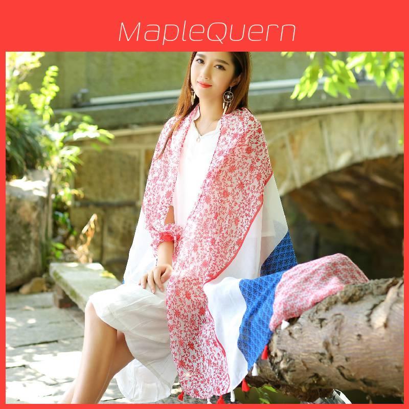 Ethnic Style Shawl For Women Lightweight Summer Scarf With Print Design For Travel And Beach