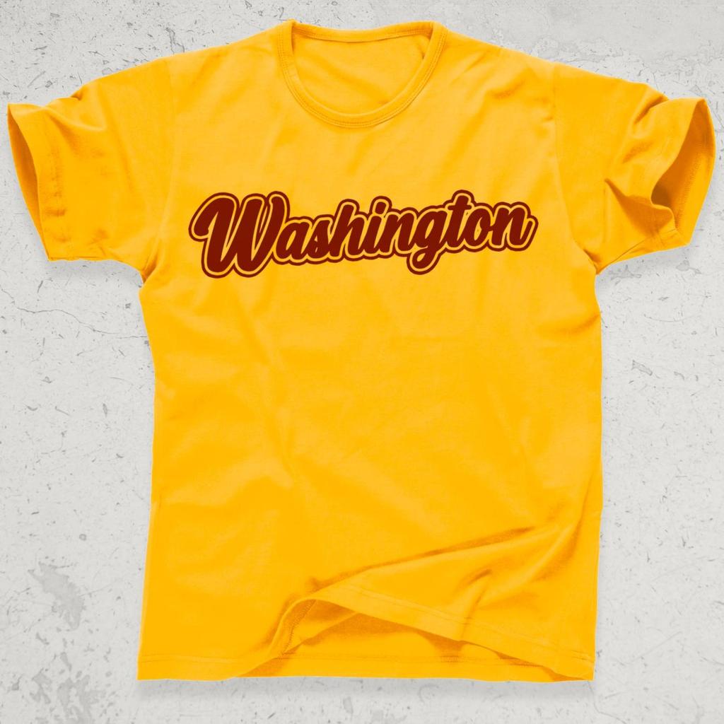 Washington Script Shirt Vintage Sports Style Tee | Retro Capitol City T-Shirt | District Ice Washington Classic Capitol Gold Unisex T-shirt