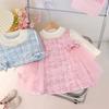 Baby Girl Princess Dress Korean Style Bow Long Sleeved Clothes Spring And Autumn New Children's Party Costumes 9 Months -3 Years