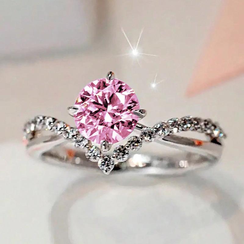 Cao Shi Zircon V-Shaped Wedding Band for Women - European & American Style Couples Ring