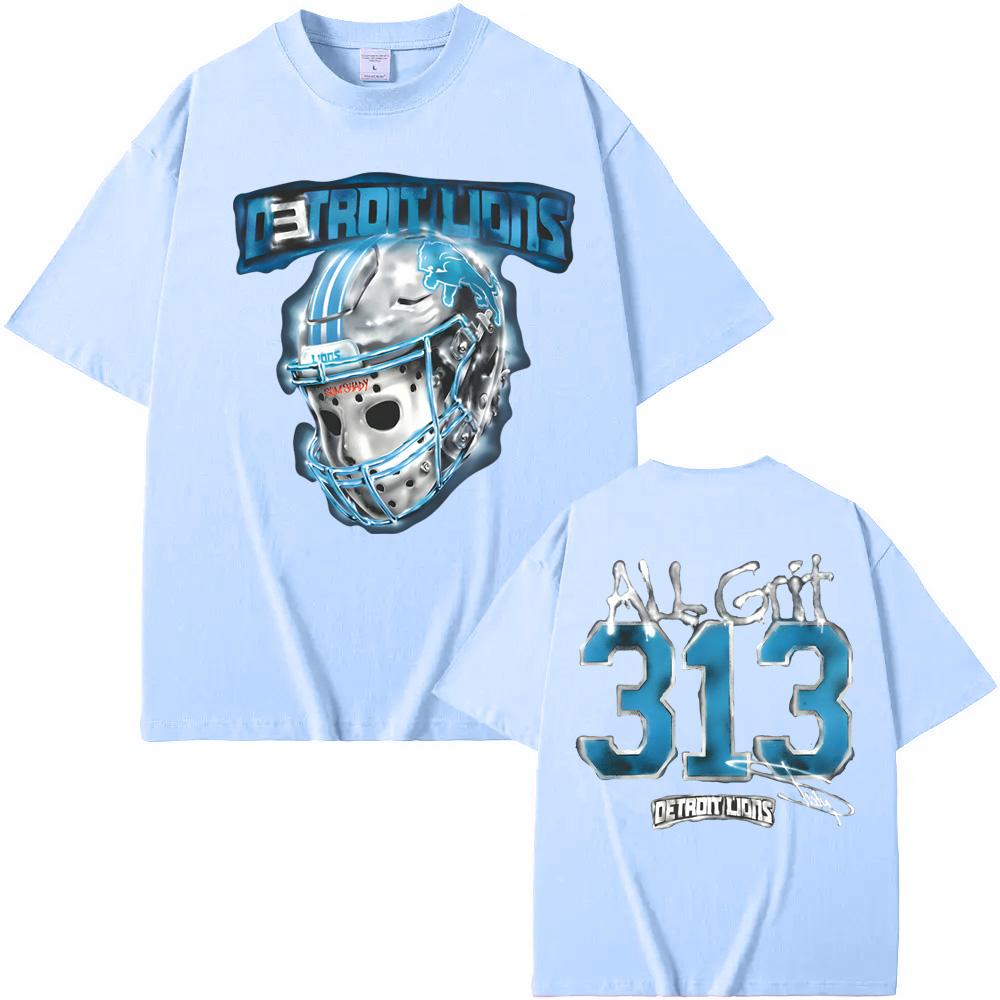 EMINEM X DETROIT LIONS ALL GRIT T-SHIRT Eminem Zelfde Als Officiële Website 100% Katoen Hoge Kwaliteit T-shirt O-hals Dames Heren T-shirts