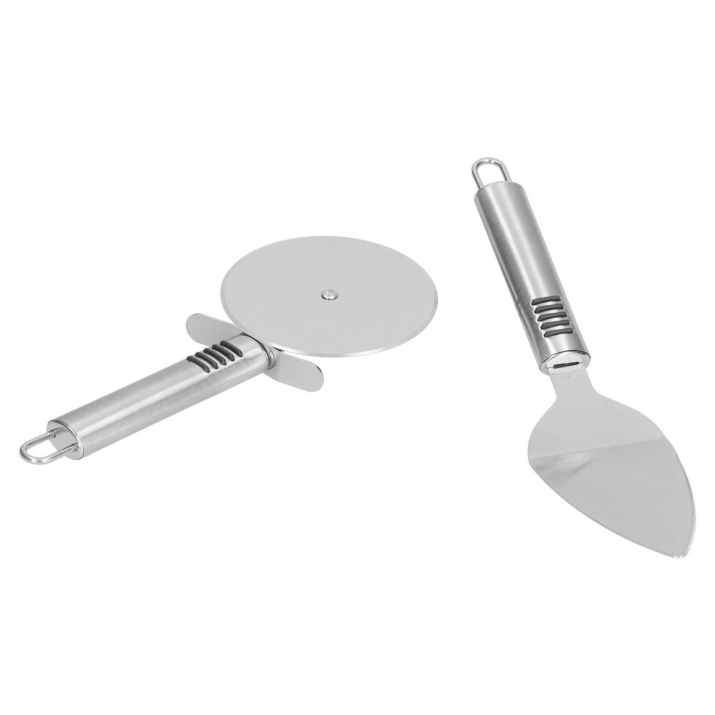 Pizza Cutter 2PCS Stainless Steel Blade Polishing Process Ergonomic Handle Shovel Rolling Cut Pizza