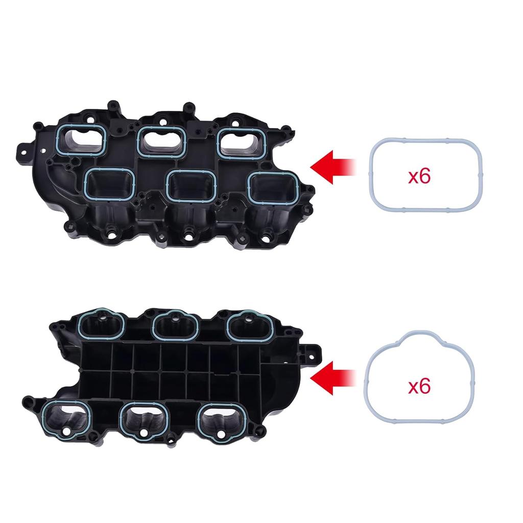 Intake Manifold Gaskets Lower & Upper Gasket Plenum Set Compatible With Dodge Chrysler Jeep Ram 3.6L 184562A 5184331AC #MS97204 MS97205 12Pcs
