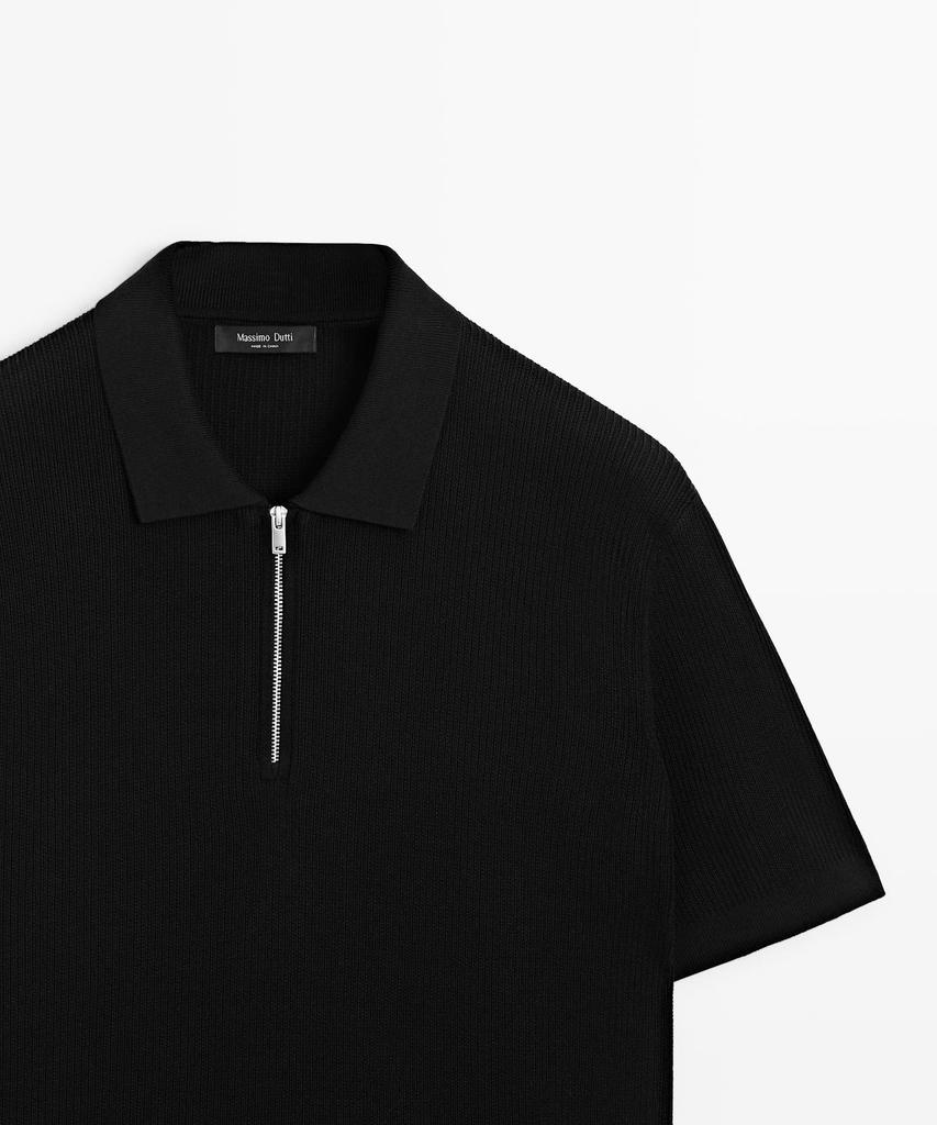 Masimodutti Zipper Polo Neck Knit Sweater