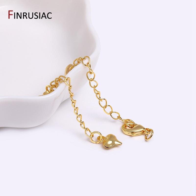 18K Gold Plated 60mm Bracelet Tail Extender Chain Brass Metal Heart Extension Chains For Jewelry Making DIY Jewelry Accessories